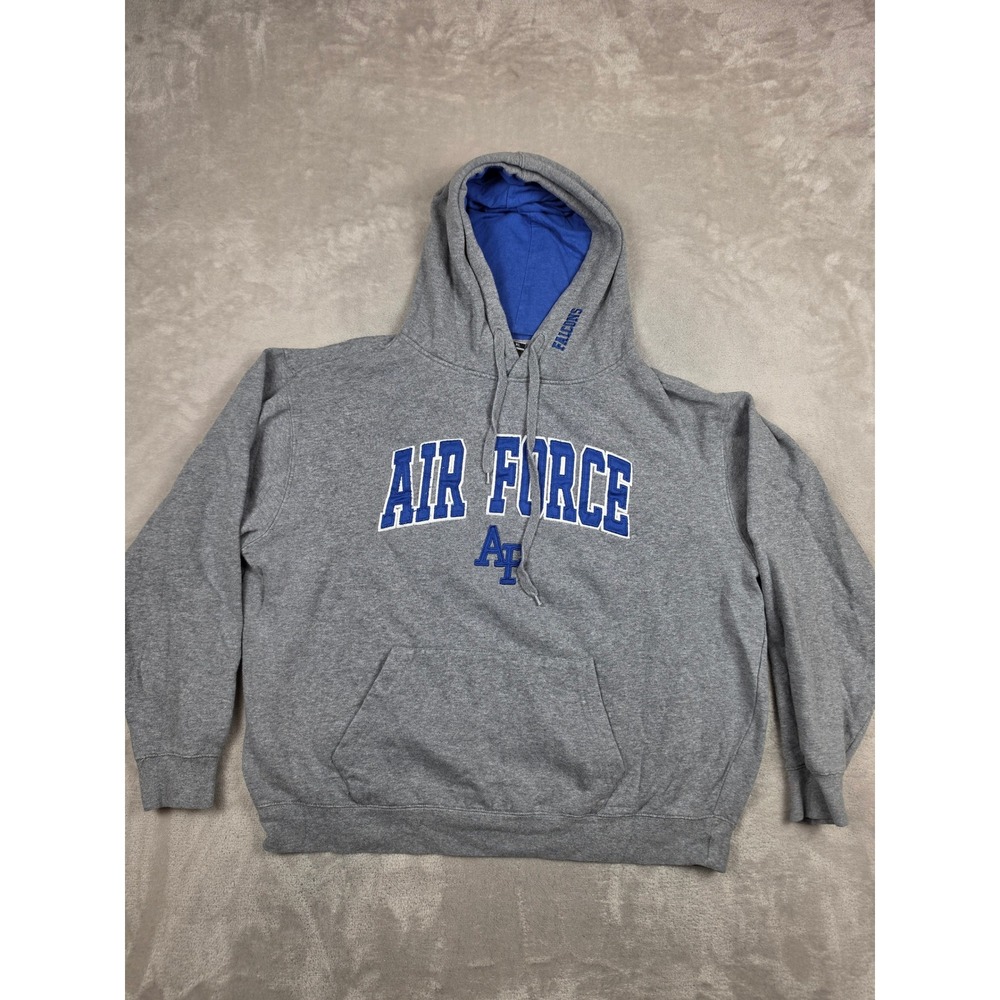Air Force Falcons Hoodie Men XL Gray Blue Falcons Pullover Sweatshirt Fits Short